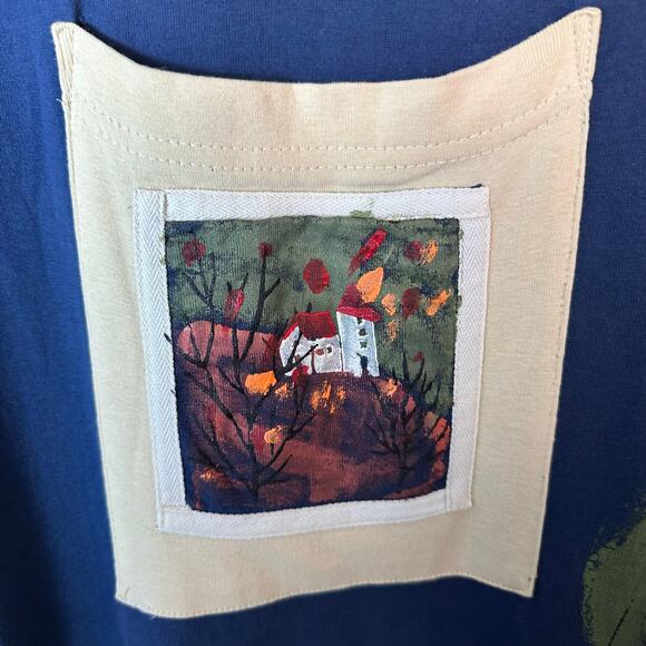 Cover charge women’s dress knit navy blue painted pockets Lagenlook art teacher - Picture 4 of 13